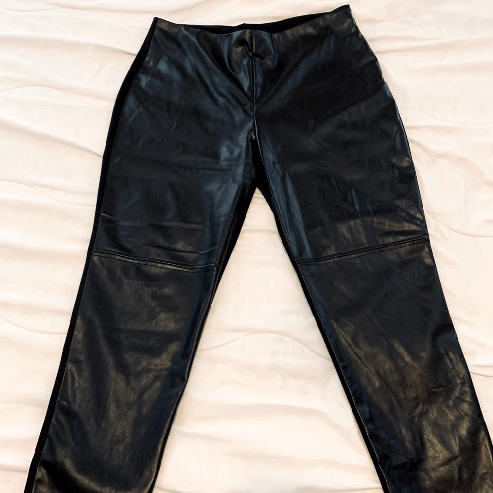 Milano Black Faux Leather/Ponte Ankle Pant/Legging